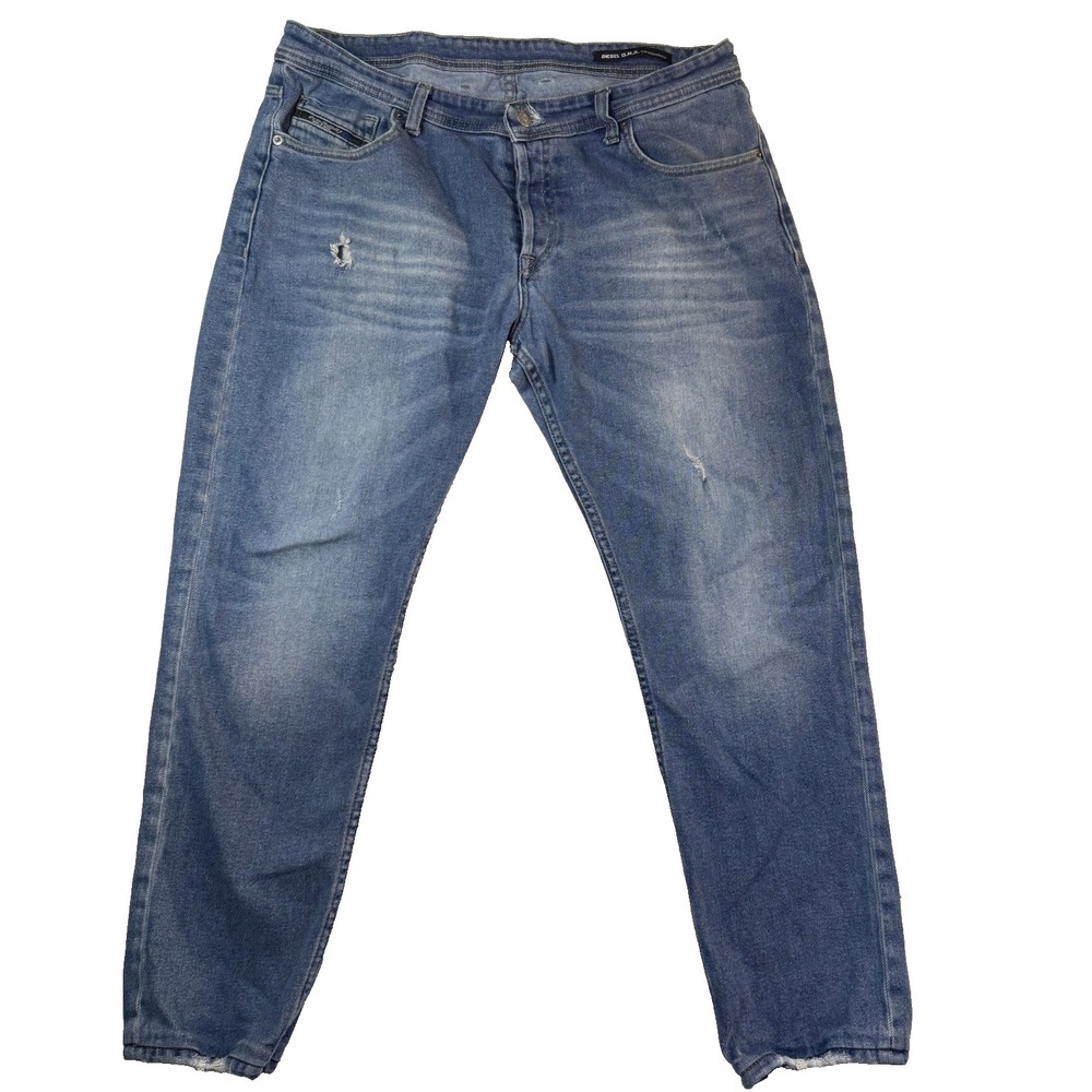 Diesel Jeans Men 36 Blue Straight Distressed Rip Denim Streetwear Made In Italy